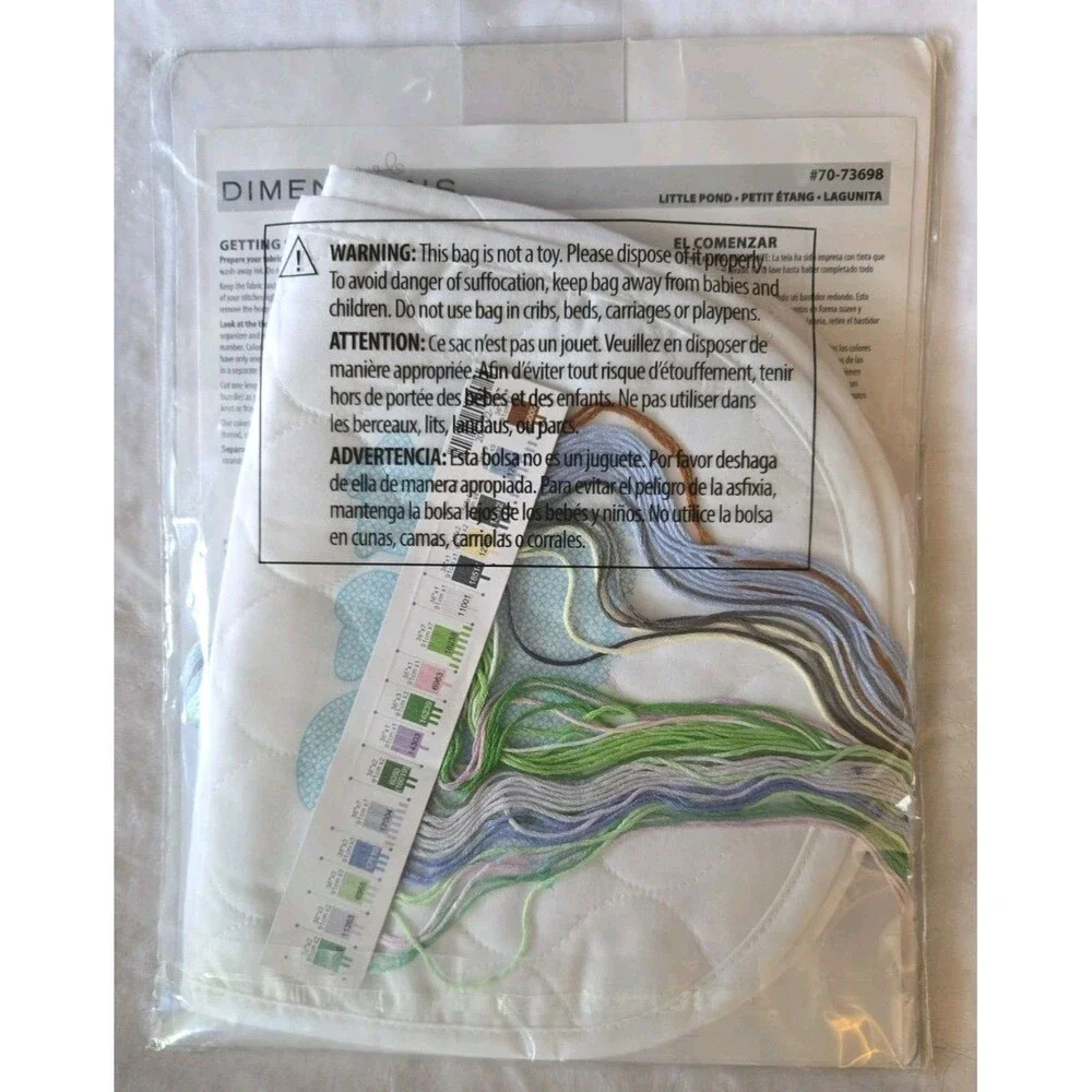 Dimensions Little Pond Bibs Stamped Cross Stitch Kit 70-73698 Elephant Turtle